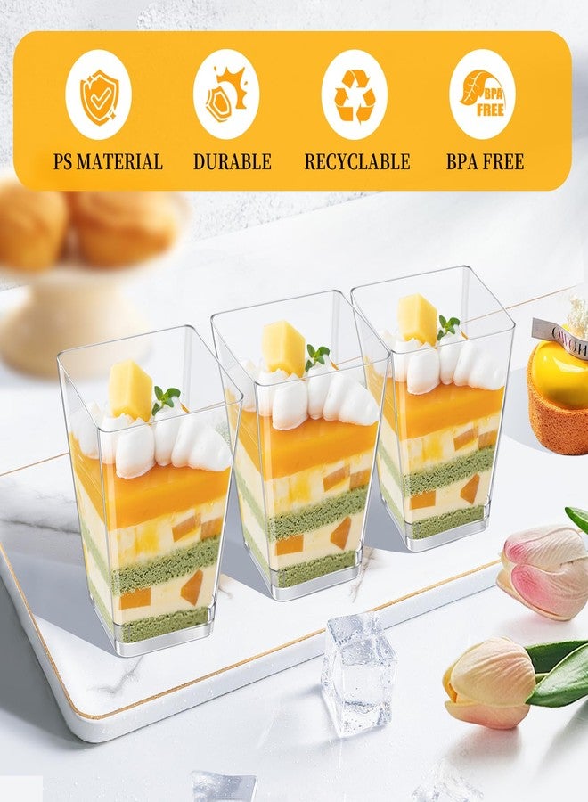 tchrules 300 Packs 5oz Dessert Cups with Spoons, 3 Styles Mini Plastic Appetizer Cups, Clear Parfait Cup for Party, Cake Cups for Tiramisu, Pudding, Snacks, Yogurt, Fruits, Mousse - Image 3