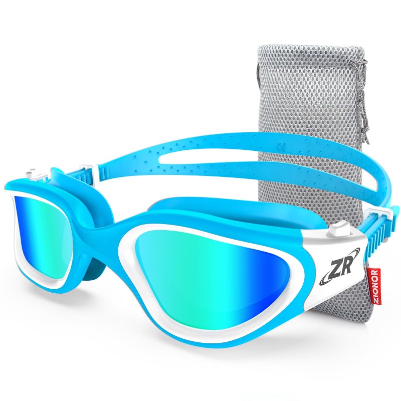 ZIONOR Swim Goggles, G1 Polarized Swimming Goggles UV Protection Anti-fog Adjustable Strap for Adult Men Women (Polarized Light Mirror Gold Lens) - Image 1