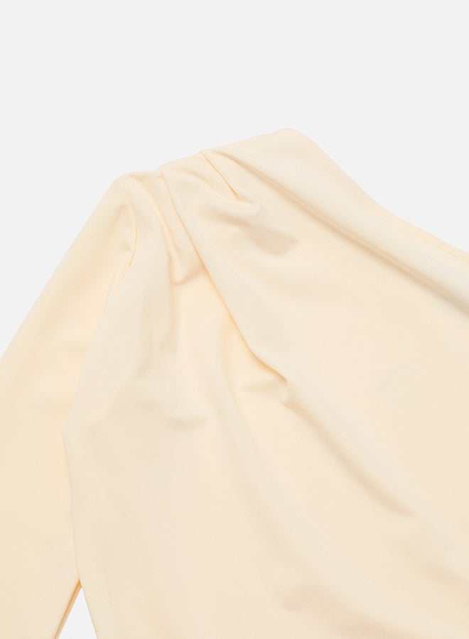 trendyol Ecru Asymmetric Collar Long Sleeve Elastic Snaps Knitted Bodysuit TWOAW22BD0080 - Image 5