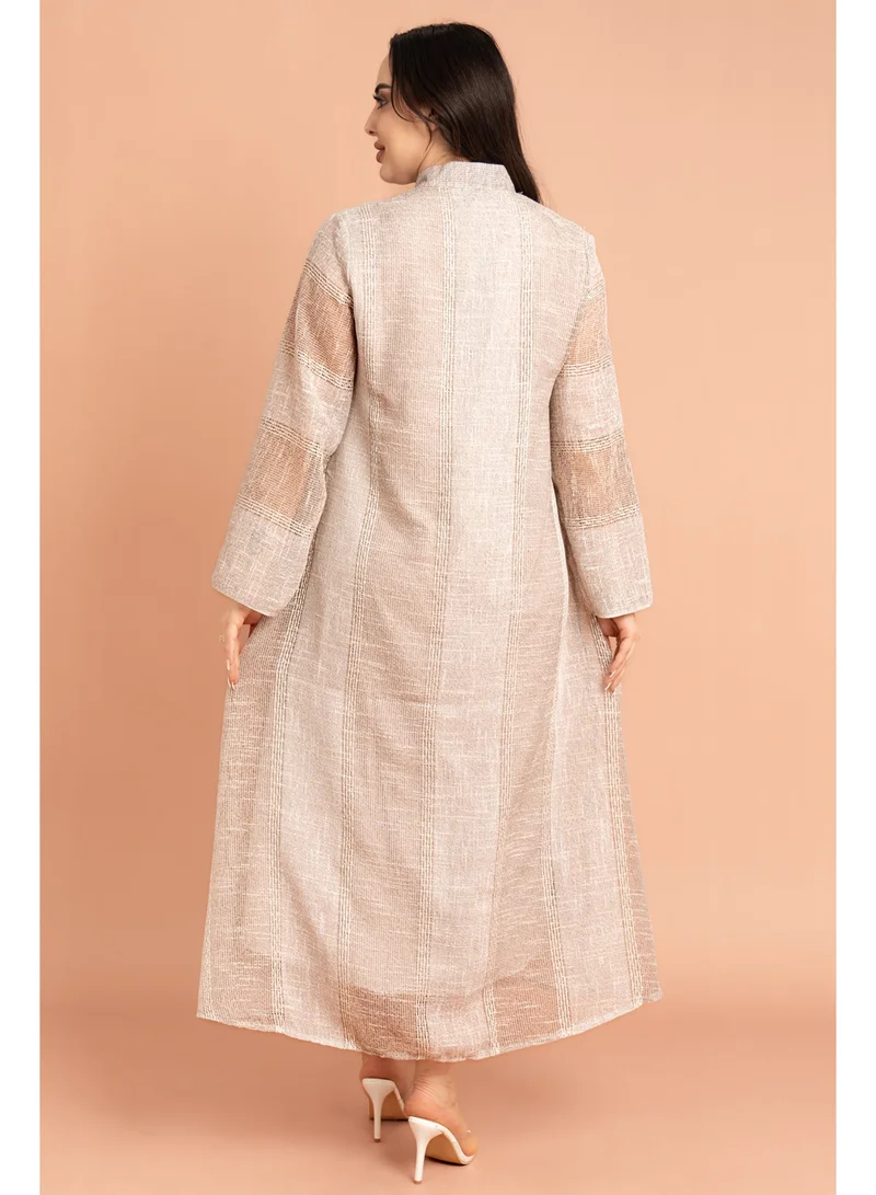 IKKXA Mandarin Collar Crystal Embroidery Jalabiya