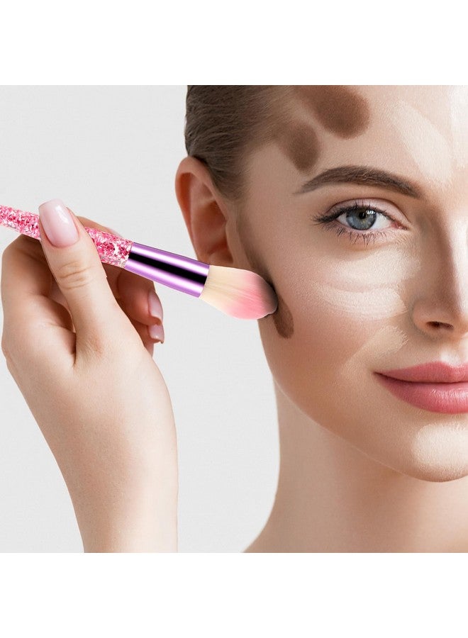 WLLHYF Glitter Crystal Makeup Brush Set 10 Piece Bling Professional Foundation Concealer Eye Shadow Eyeliner Blush Lip Blending Synthetic Brushes Tools Kit Essentials Transparent Handle Women Girls - Image 5