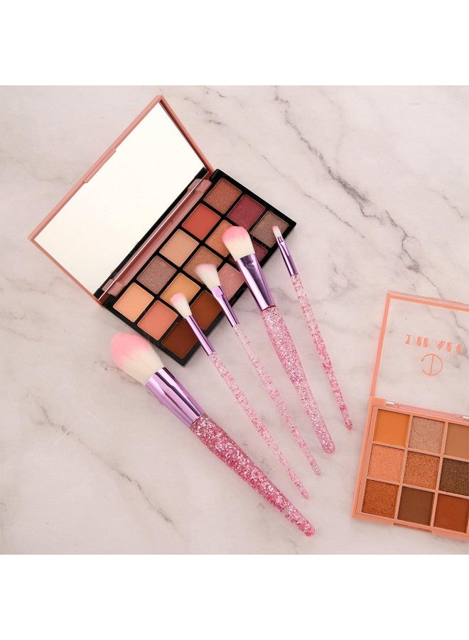 WLLHYF Glitter Crystal Makeup Brush Set 10 Piece Bling Professional Foundation Concealer Eye Shadow Eyeliner Blush Lip Blending Synthetic Brushes Tools Kit Essentials Transparent Handle Women Girls - Image 4