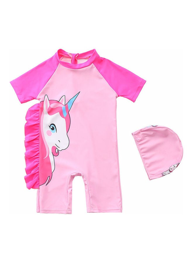 نيبمينينت لباس سباحة لطيف، مع غطاء للرأس للبنات 110سم