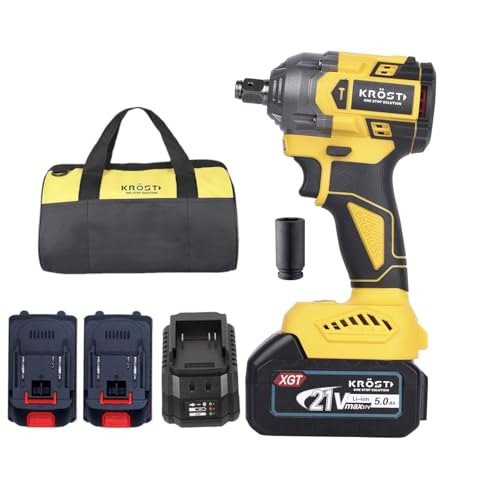 KROST Pro Series 500NM XR Torque Cordless Brushless Impact Wrench, Super Compact,Auto Stop Function, Forward/Reverse Rotation (Double Batteries) - Image 1