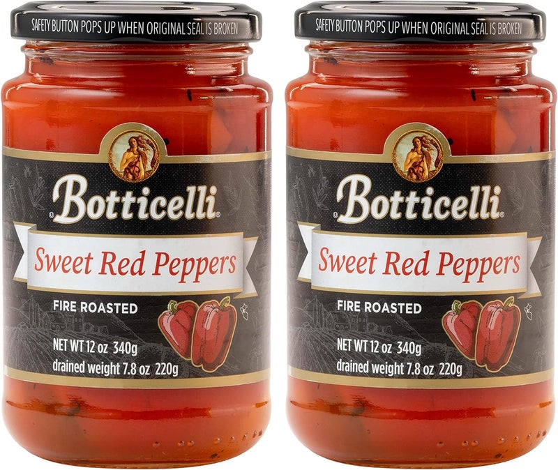 Botticelli Fire Roasted Sweet Red Peppers - 12oz Jars (Pack of 2) - Gluten-Free - Image 1