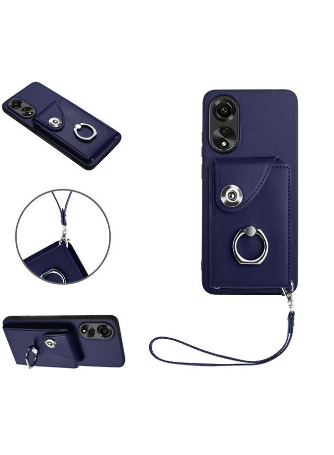 اس-توب جراب لهاتف OPPO A78 4G Global Organ Card Bag Ring Holder جراب هاتف PU مع حبل - Image 1