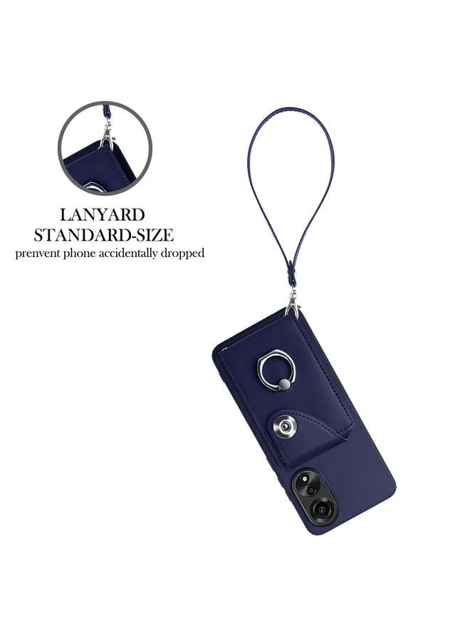 اس-توب جراب لهاتف OPPO A78 4G Global Organ Card Bag Ring Holder جراب هاتف PU مع حبل - Image 3