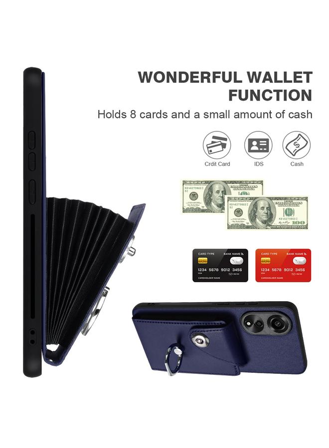 اس-توب جراب لهاتف OPPO A78 4G Global Organ Card Bag Ring Holder جراب هاتف PU مع حبل - Image 4