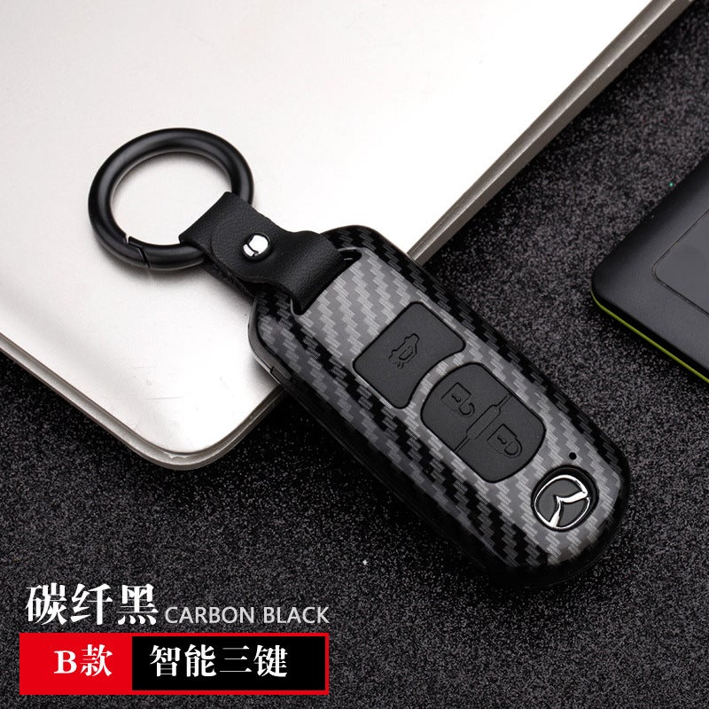 Suitable for Mazda CX-4 Onksera CX-5 Atzma 6 Ma 3 Ruiyi Carbon Fiber Frosted Key Case B intelligent three key Key carbon fiber Black B intelligent three key Key carbon fiber Black