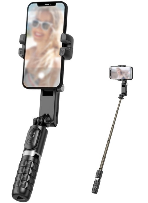 Stabilizer for mobile phone and camera, With 9 levels of fill light, Stronger aluminum alloy telescopic pole, Portable, Brushless motor, Face tracking and gesture recognition, POV mode, 360° rotation