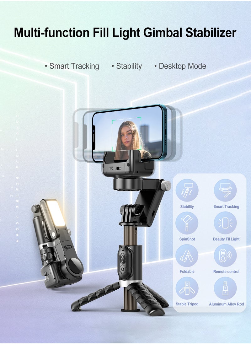 Stabilizer for mobile phone and camera, With 9 levels of fill light, Stronger aluminum alloy telescopic pole, Portable, Brushless motor, Face tracking and gesture recognition, POV mode, 360° rotation  - Image 2