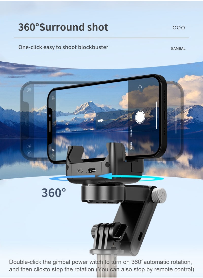 Stabilizer for mobile phone and camera, With 9 levels of fill light, Stronger aluminum alloy telescopic pole, Portable, Brushless motor, Face tracking and gesture recognition, POV mode, 360° rotation  - Image 3