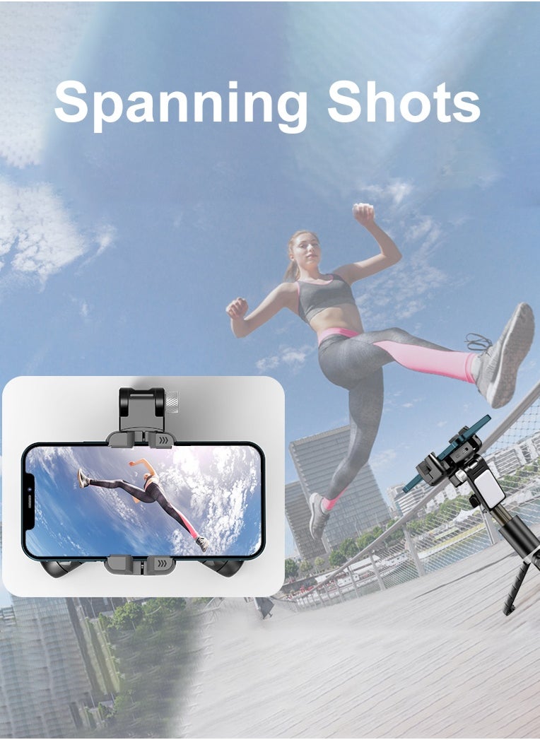 Stabilizer for mobile phone and camera, With 9 levels of fill light, Stronger aluminum alloy telescopic pole, Portable, Brushless motor, Face tracking and gesture recognition, POV mode, 360° rotation  - Image 4