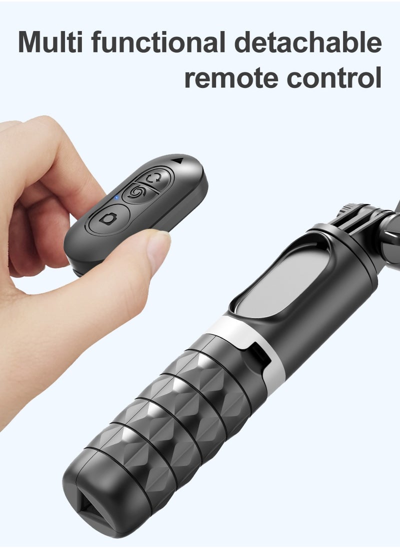 Stabilizer for mobile phone and camera, With 9 levels of fill light, Stronger aluminum alloy telescopic pole, Portable, Brushless motor, Face tracking and gesture recognition, POV mode, 360° rotation