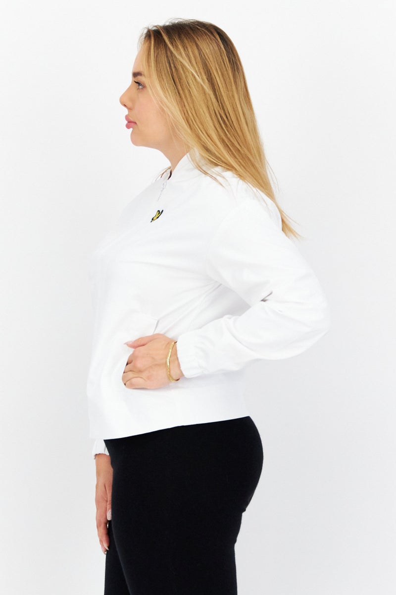 Lyle & Scott جاكيت قميص بشعار علامة تجارية للنساء، أبيض - Image 3