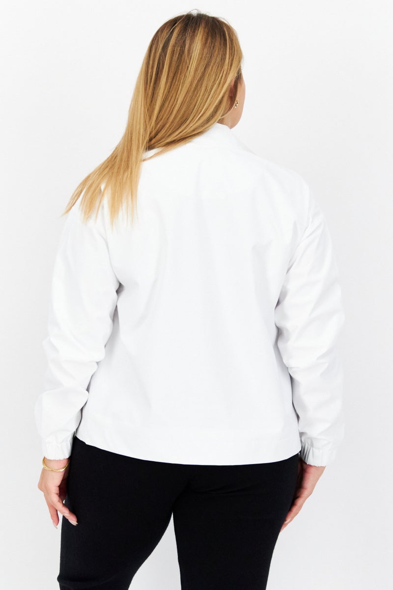 Lyle & Scott جاكيت قميص بشعار علامة تجارية للنساء، أبيض - Image 4