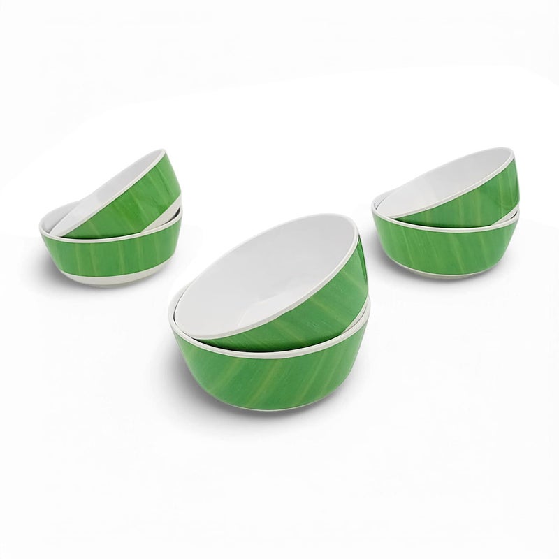 Superware | Pure Melamine | Soup Bowl Set - Banana Leaf White Base 4.5” (6 nos.) | Stain Free, Glazed Finish - Image 3