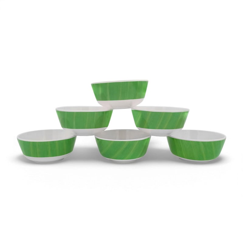 Superware | Pure Melamine | Soup Bowl Set - Banana Leaf White Base 4.5” (6 nos.) | Stain Free, Glazed Finish - Image 5