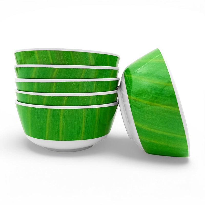 Superware | Pure Melamine | Soup Bowl Set - Banana Leaf White Base 4.5” (6 nos.) | Stain Free, Glazed Finish - Image 4
