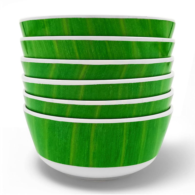 Superware | Pure Melamine | Soup Bowl Set - Banana Leaf White Base 4.5” (6 nos.) | Stain Free, Glazed Finish - Image 1