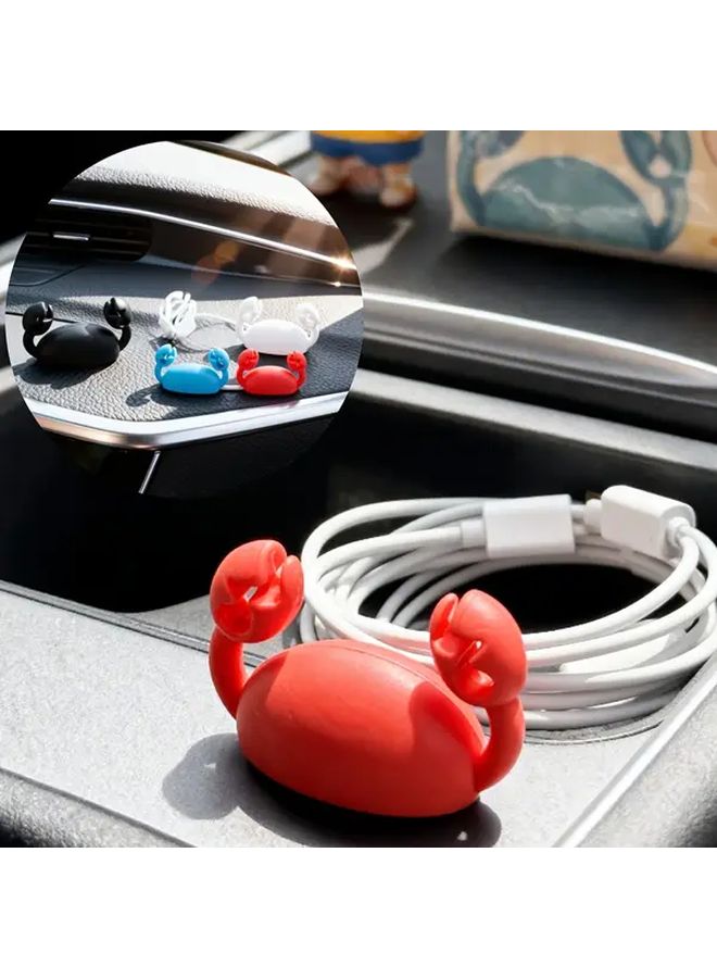 6pcs Crab Car Hanging Organizer Cable Management And Charging Cord Holder Universal Fit Easy To Install Cute Style Vehicle Organization Decorative Car Accessory Durable Lightweight Wire Holder - Image 3