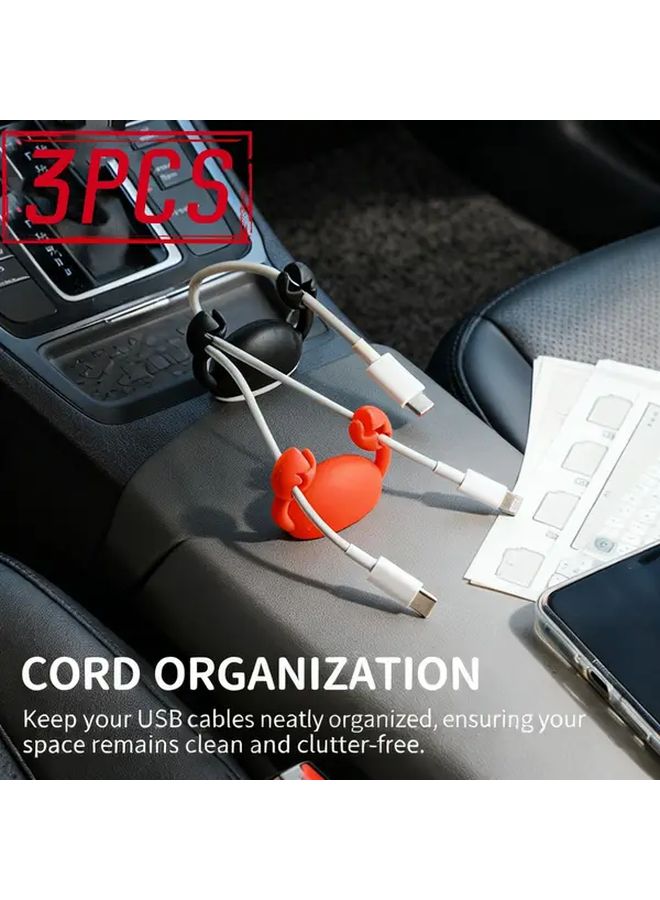 6pcs Crab Car Hanging Organizer Cable Management And Charging Cord Holder Universal Fit Easy To Install Cute Style Vehicle Organization Decorative Car Accessory Durable Lightweight Wire Holder - Image 1