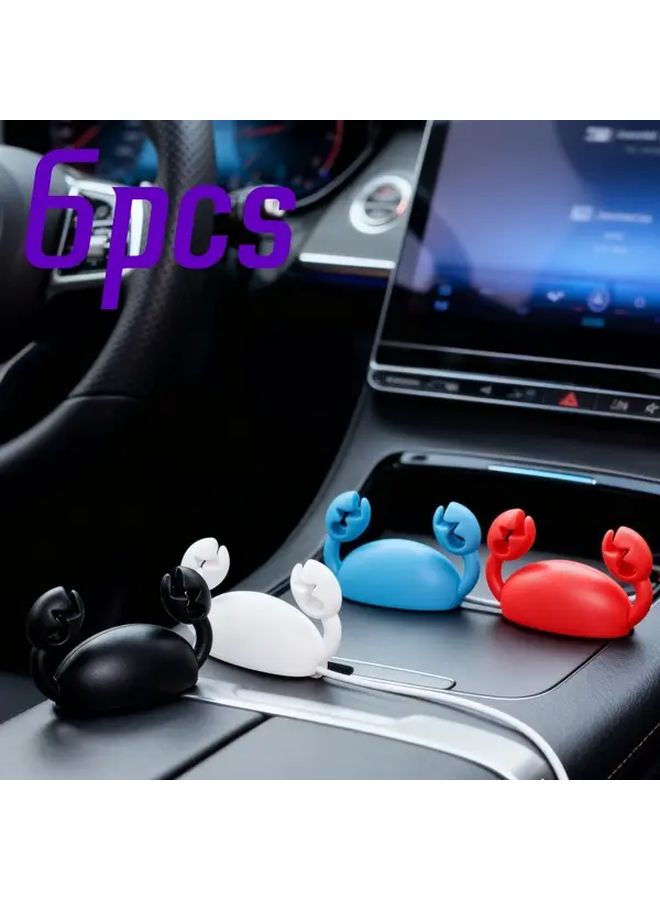 6pcs Crab Car Hanging Organizer Cable Management And Charging Cord Holder Universal Fit Easy To Install Cute Style Vehicle Organization Decorative Car Accessory Durable Lightweight Wire Holder - Image 5