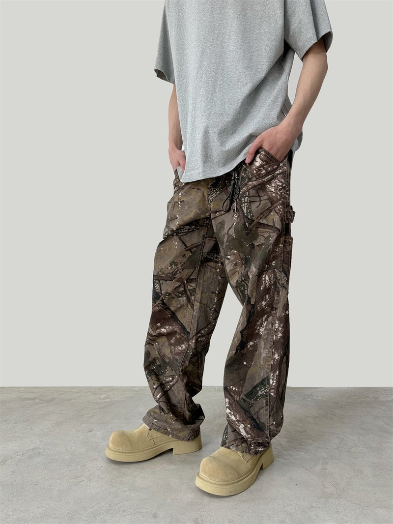 2024 Branch Camouflage Full Print Old Tooling Pants American Style Retro Loose Straight Casual Pants - Image 2