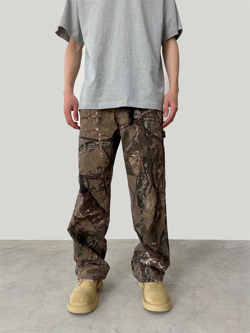 2024 Branch Camouflage Full Print Old Tooling Pants American Style Retro Loose Straight Casual Pants - Image 4
