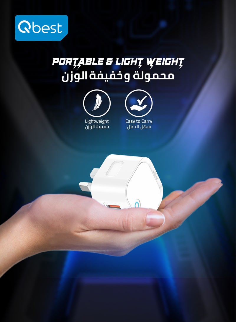 Qbest 25W Type-C PD & QC 3.0 USB Dual Port Fast Charger – Super Fast, Durable, and Safe Charging for iPhone, Samsung, and More - Image 5