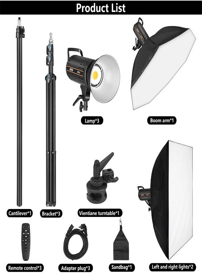 PADOM - Padom 200W Video Light Kit, Continuous Lighting for Photography with Bowens Mount Softbox&Stand, Studio Light with APP for photography YouTube vedio and Film Recording Set of 3 - Image 1