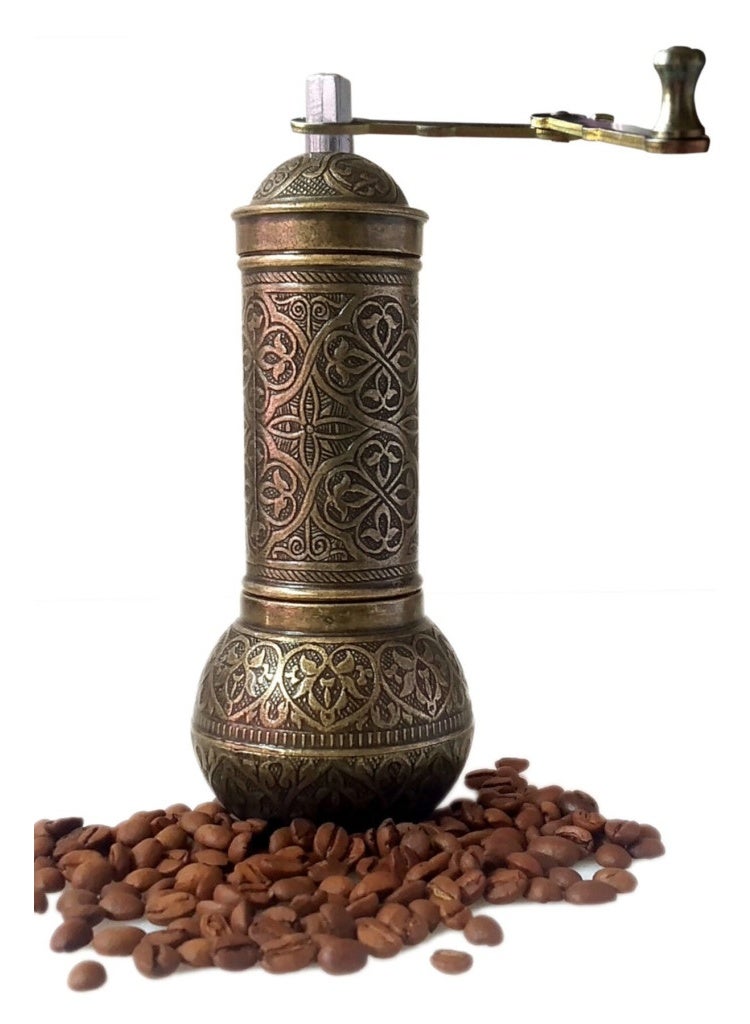 Handmade Ottoman-Style Bronze-Colored Copper Manual Coffee Hand Blender – Unique Patterns, Made in Turkey  - Image 1