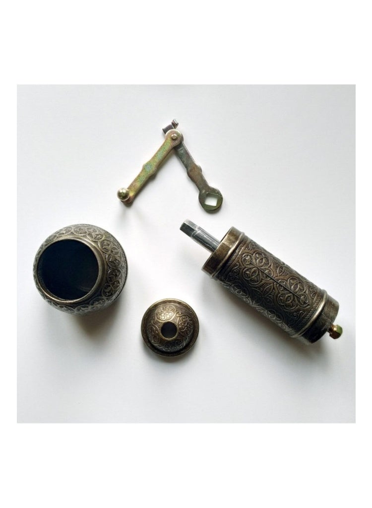 Handmade Ottoman-Style Bronze-Colored Copper Manual Coffee Hand Blender – Unique Patterns, Made in Turkey  - Image 2