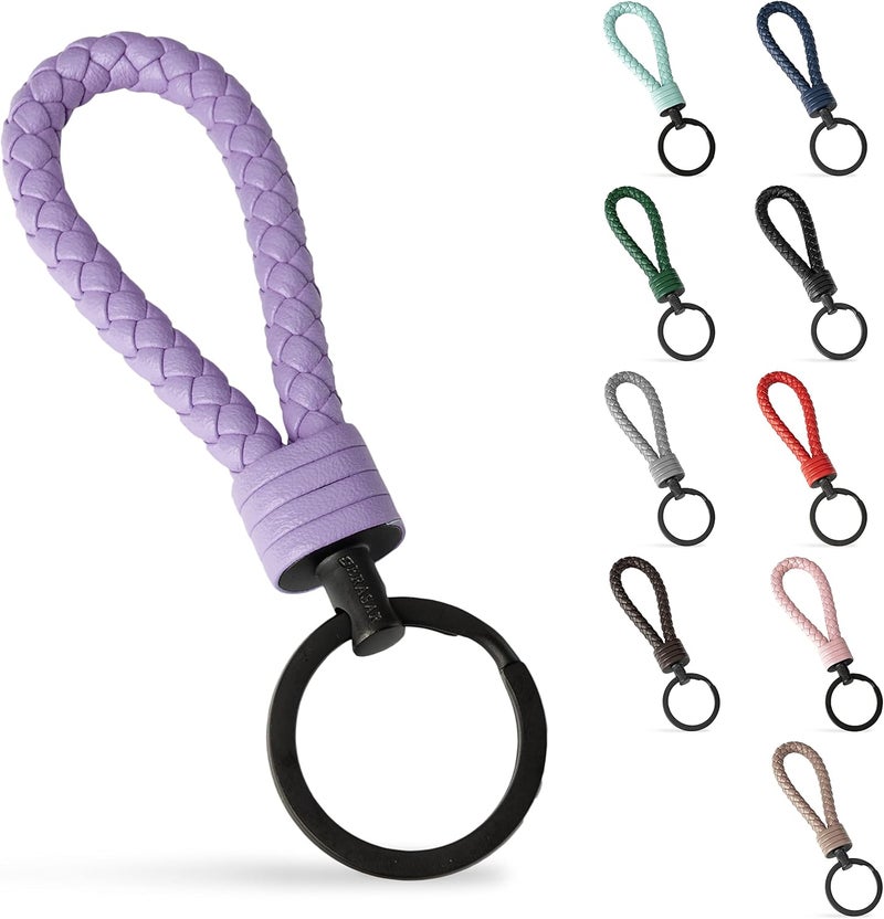 SERASAR Leather Keychain with Stainless Steel Key Ring - Additional Rings for Small Keys - Ideal for Cars, Motorcycles, Bicycles and House - With Gift Box for Men and Women - Image 1