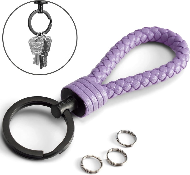 SERASAR Leather Keychain with Stainless Steel Key Ring - Additional Rings for Small Keys - Ideal for Cars, Motorcycles, Bicycles and House - With Gift Box for Men and Women - Image 4