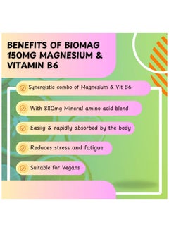 Quest Biomag 150mg Magnesium & Vitamin B6 Supplement Tablets, Pack of 30's  - Image 4