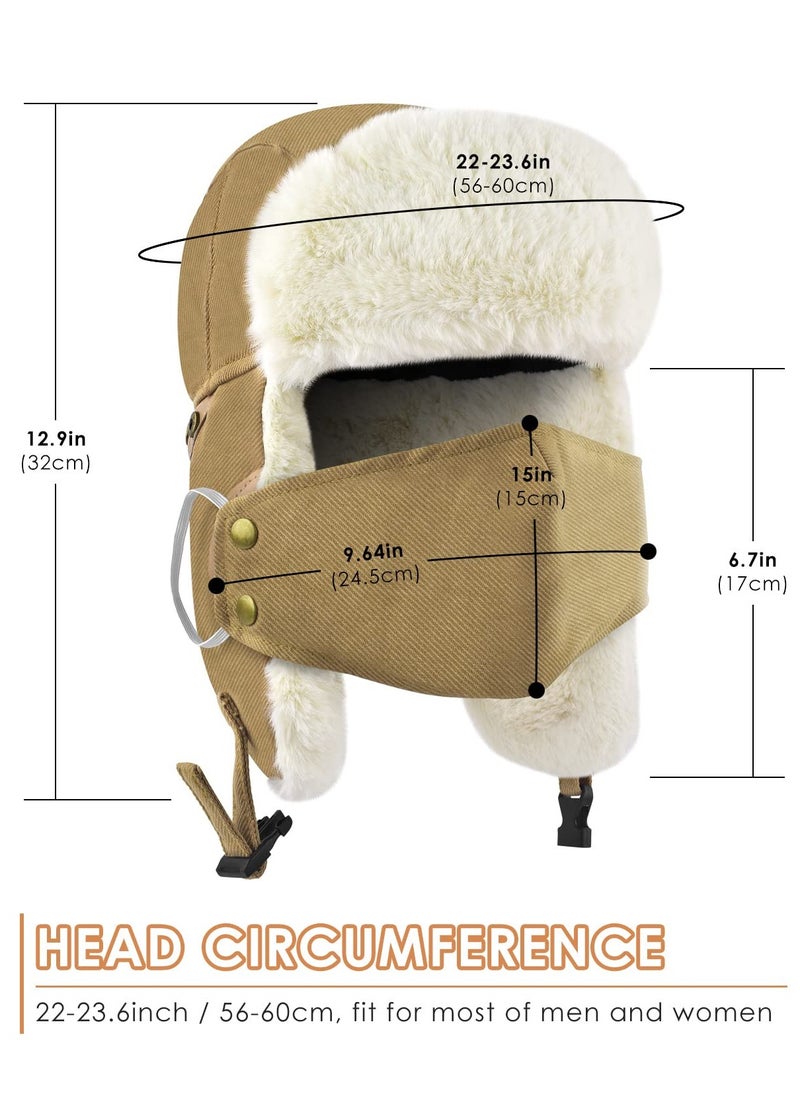 SYOSI - Winter Aviator Hat, Men Aviator Bomber Hat, Cold Weather Snow Gear Bomber Hat Warm Fur Hat with Face Cover and Ear Flaps for Men Women - Image 1