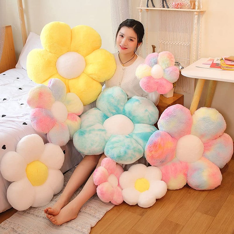 lannery lannery Flower Plush Throw Pillows  Flower Floor Pillow Seating Cushion Toy for Reading  Room  Watching TV (11.8""  White-2)  - Image 2