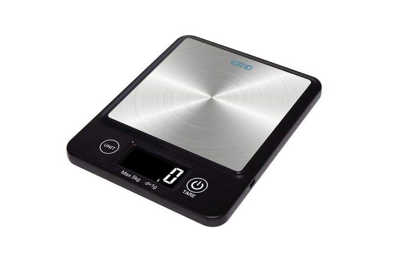 iGRiD Multipurpose Portable Kitchen Weighing Scale (Square) | Waterproof Food Scale with Touch Buttons, Tare Function, Accurate Measurement up to 5kg, Auto Shut-Off | Stainless Steel - Image 1