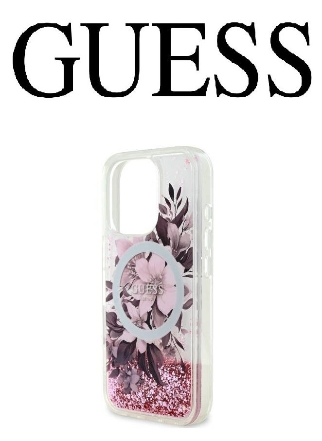 CG MOBILE - iPhone 16 Pro back Case, supports MagSafe wireless charging, transparent with original logo and approved design from the global brand Guess. From CG Mobile. Pink - Image 1