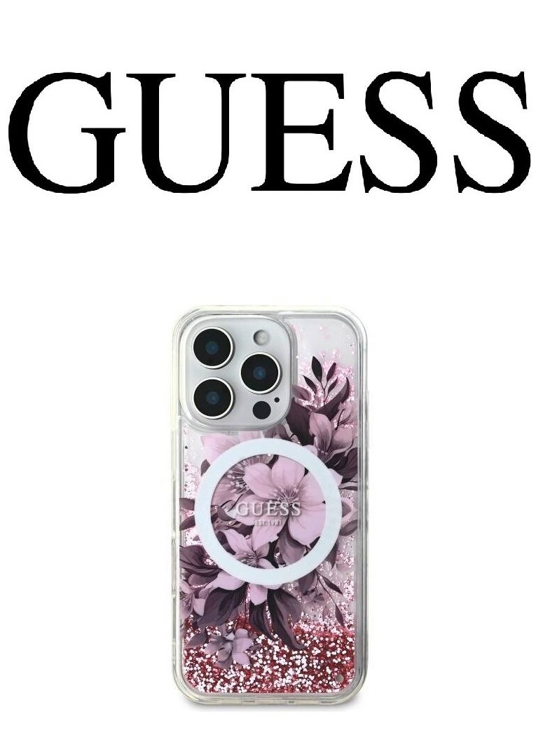 CG MOBILE - iPhone 16 Pro back Case, supports MagSafe wireless charging, transparent with original logo and approved design from the global brand Guess. From CG Mobile. Pink - Image 1
