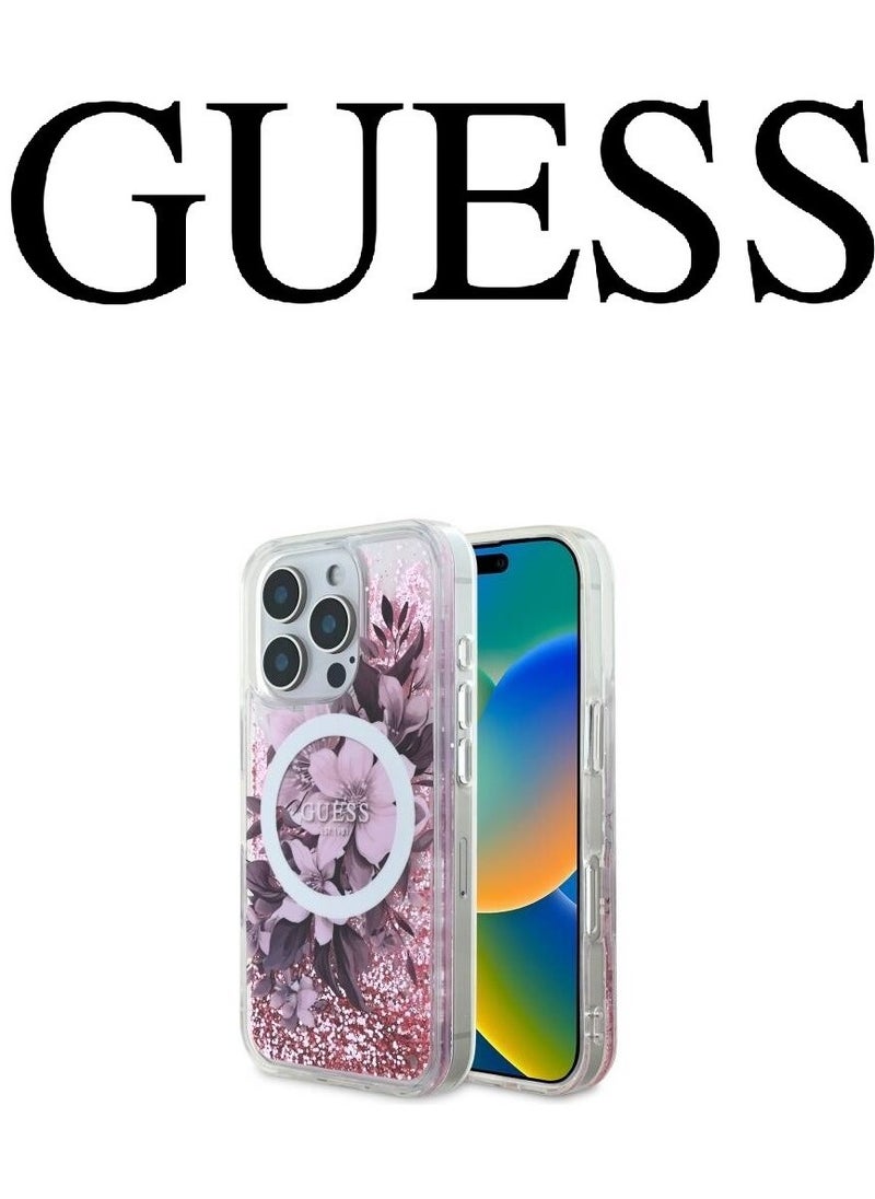 CG MOBILE - iPhone 16 Pro back Case, supports MagSafe wireless charging, transparent with original logo and approved design from the global brand Guess. From CG Mobile. Pink - Image 1