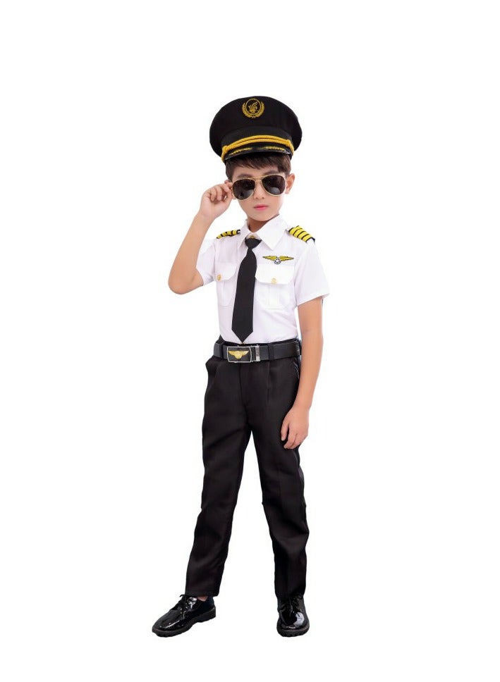 MIXDE Dress Up Pilot Costume for Kids - Airline Captain Uniform - Career Day Dress Up for Children,110CM - Image 1