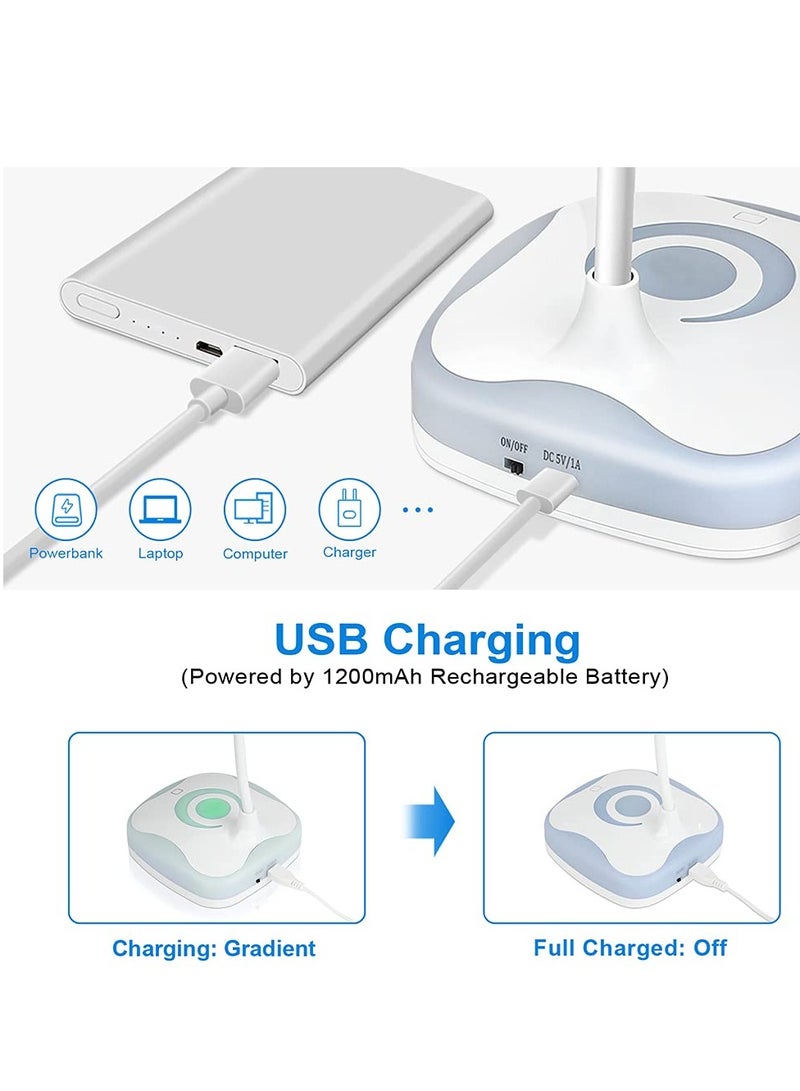 SYOSI LED Desk Lamp, USB Rechargeable Table Lamp with 3 Levels Brightness Touch Sensor Control, Mood Light on Base Energy-Saving Portable Reading Light for Study Bedroom Office Working, Home  - Image 4
