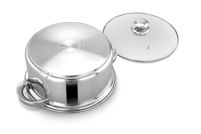 POTSCAPE Pride Stock Pot 18 cm, Capacity 1.8 LTR - Stainless Steel Tri-Ply Base with Glass Lid, Stockpot for Cooking and Serving | Even Heat Distribution | Dishwasher Safe | Induction Gas Compatible - Image 4