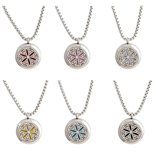 mEssentials Wild Essentials Flower of Life Essential Oil Diffuser Necklace, Stainless Steel Locket Pendant with 24 inch Chain, 12 Color Refill Pads, Customizable Color Changing Perfume Jewelry for Aromatherapy - Image 3