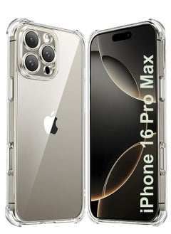 Case Cover For iPhone 16 Pro Max - Ultra Clear Flexible Shockproof Silicone Back Cover With Raised Edge Bumps Protection - Clear