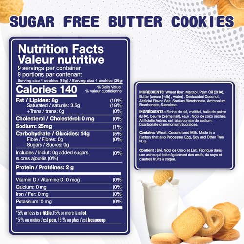 BREXONIC Sugar Free Butter Cookies 36 Count Traditional Danish Cookies, Premium Assorted Shortbread cookies for Diabetics (1 Pk, 11 Ounce) - Image 2