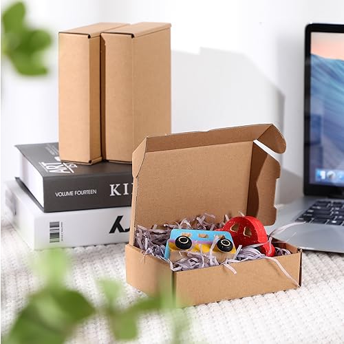 Qilery 100 Pcs Shipping Boxes Cardboard Gift Corrugated Cardboard Brown Boxes Mailer Packaging for Mailing Small Business Present (5.91 x 3.94 x 1.57 Inches) - Image 4