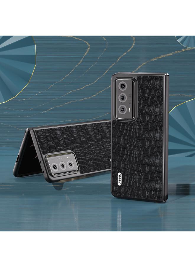 اس-توب جراب هاتف Honor Magic V2 من ABEEL مصنوع من الجلد الطبيعي مع حافة سوداء - Image 4